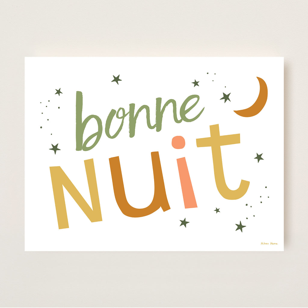 Bonne Nuit Kids Art Print by Hibou Home